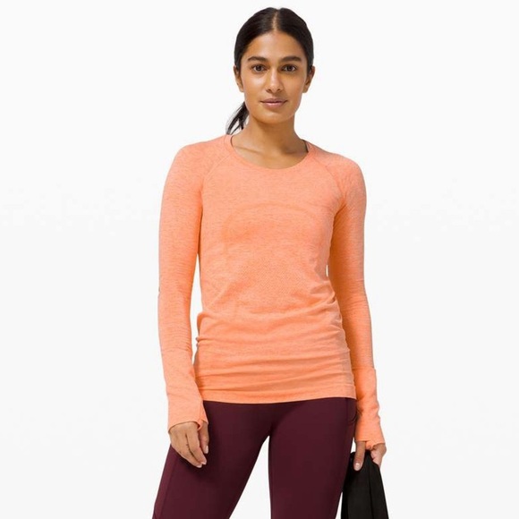 Lululemon Swiftly Tech Long Sleeve 2.0 Amber Orange / White - Picture 1 of 5